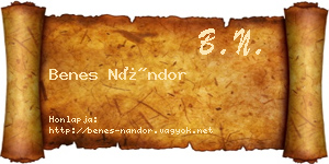 Benes Nándor névjegykártya
